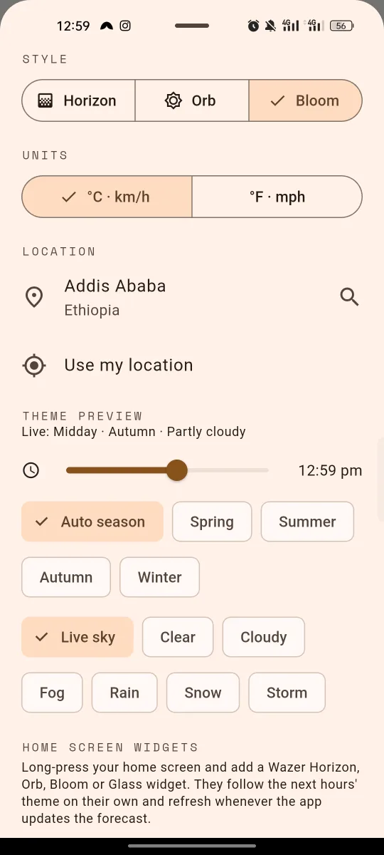 A screen of Wazer