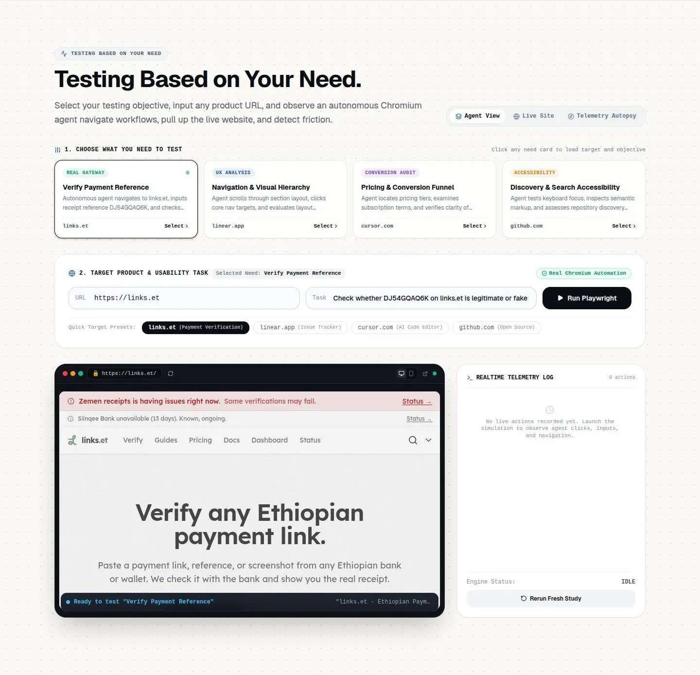 section testing, as the page shows it