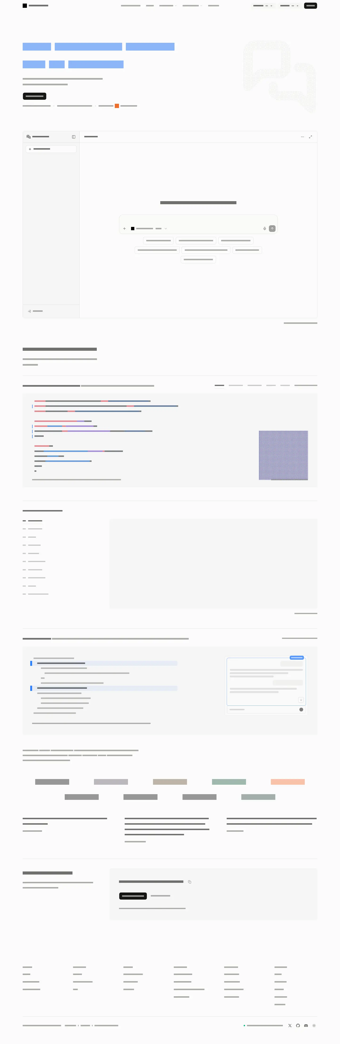 Desktop layout of assistant-ui.com, content removed