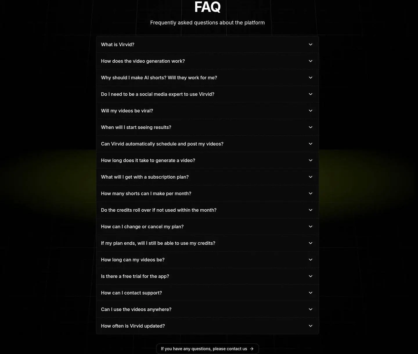 faq, as the page shows it