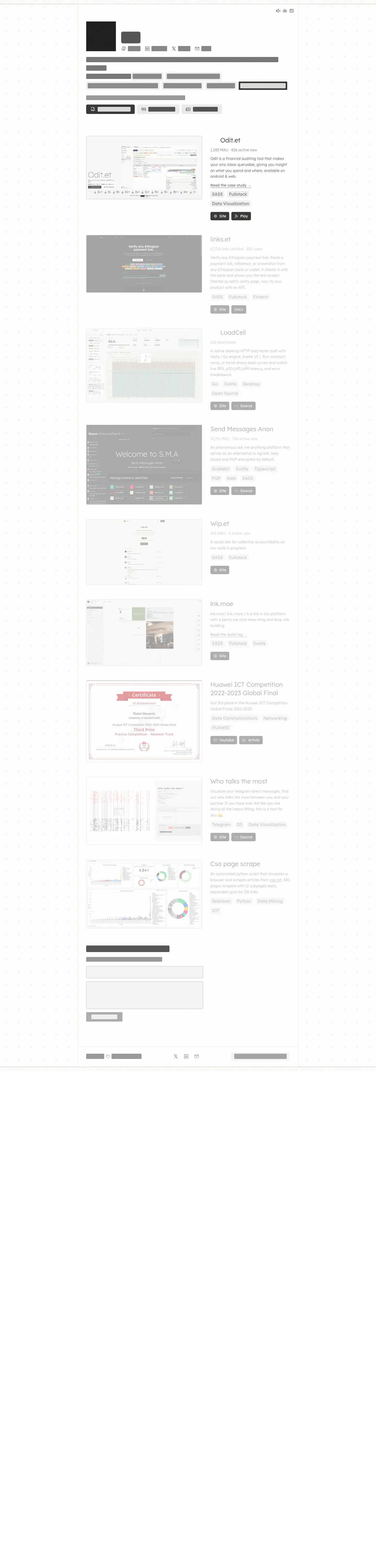 Desktop layout of Robi's taste, content removed