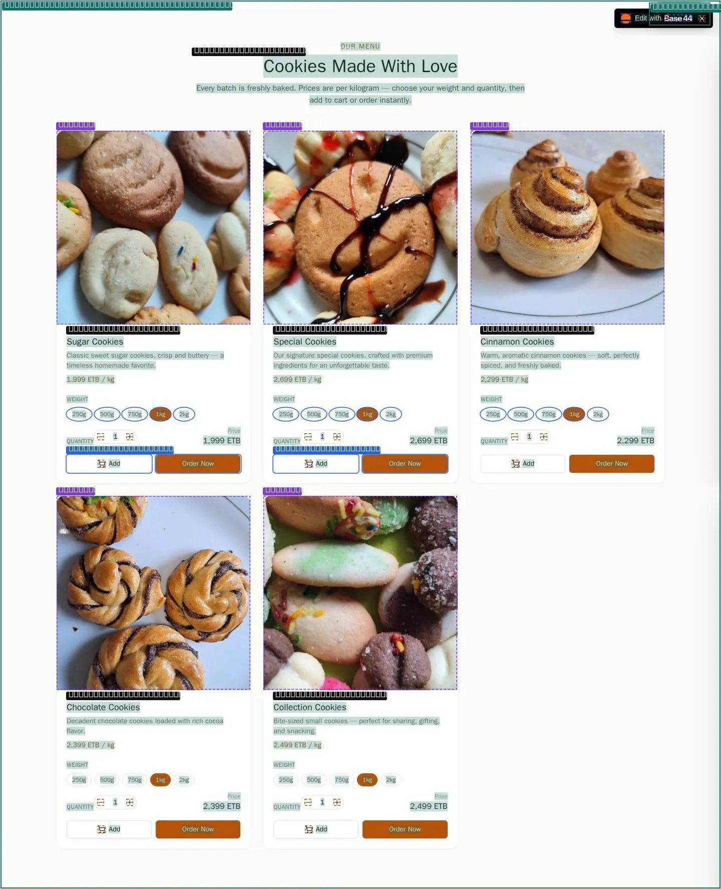 menu, its anatomy