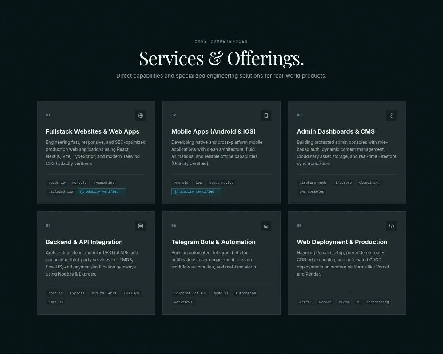 services, as the page shows it