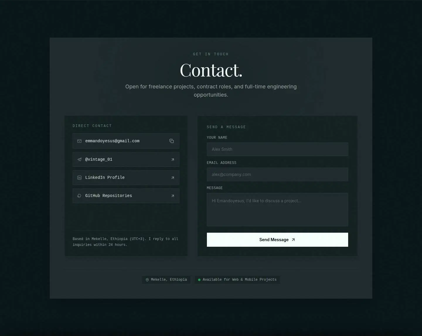 contact, as the page shows it