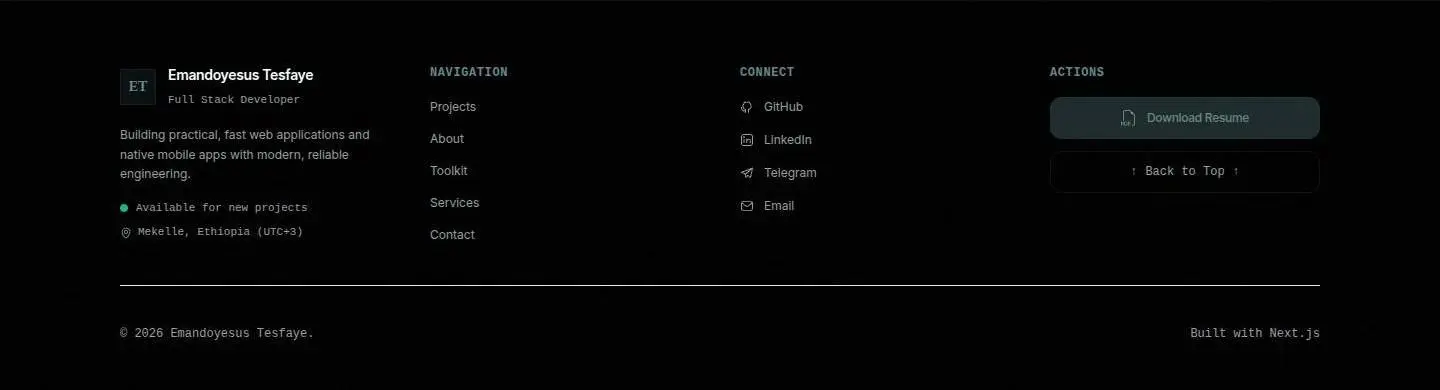 footer, as the page shows it