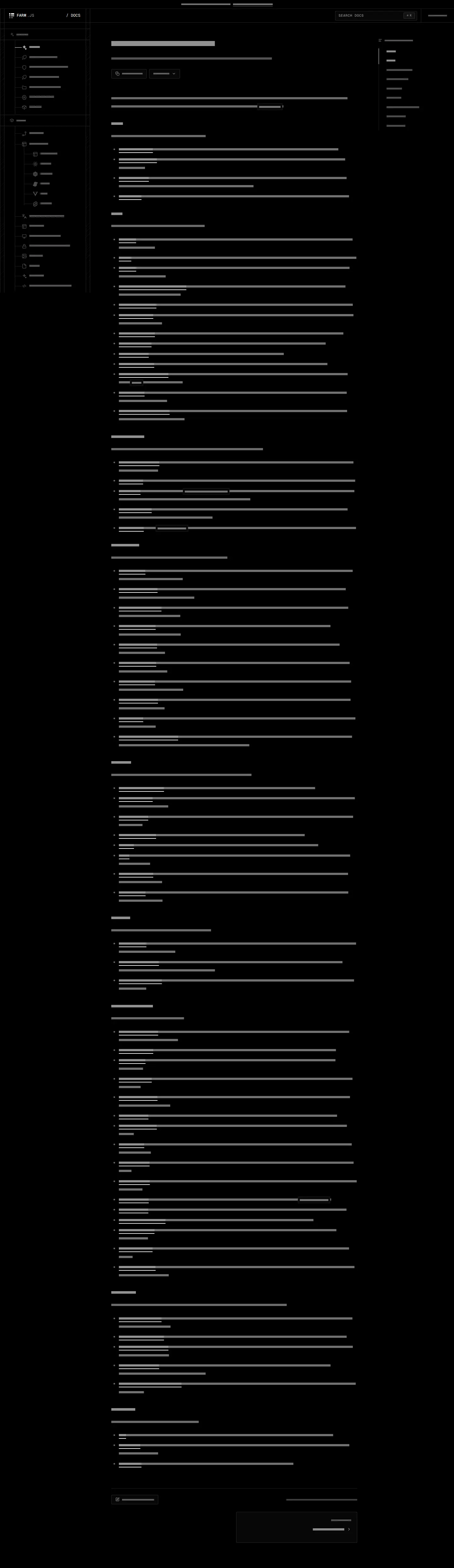 Desktop layout of farmjs.dev, content removed