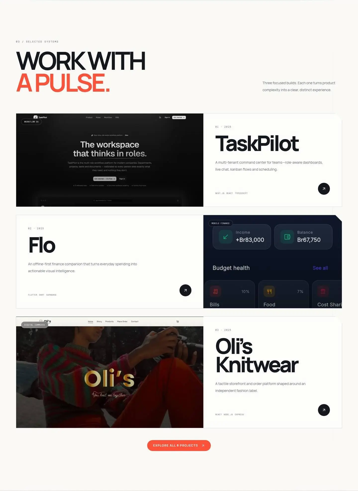 projects, as the page shows it