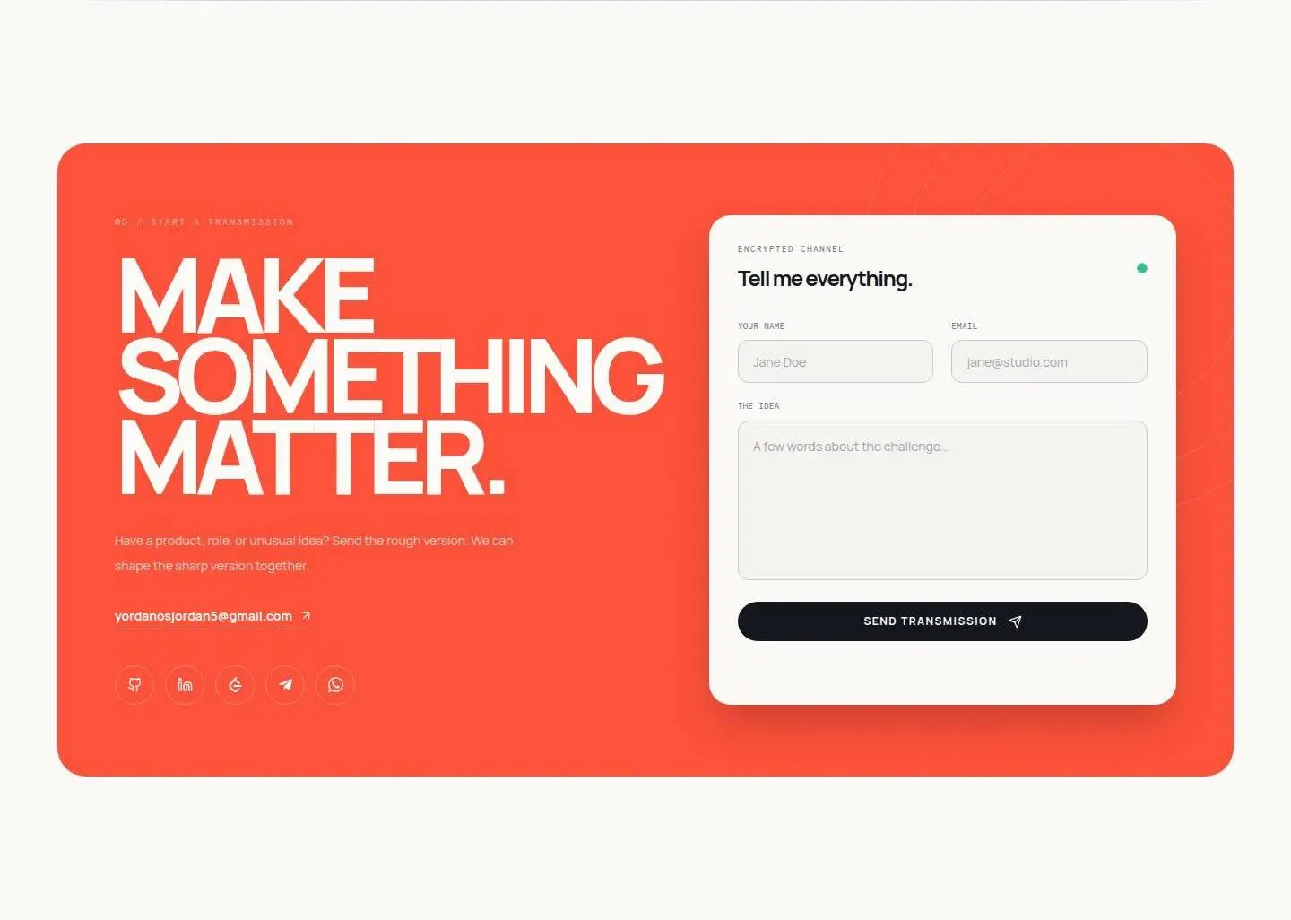 contact, as the page shows it