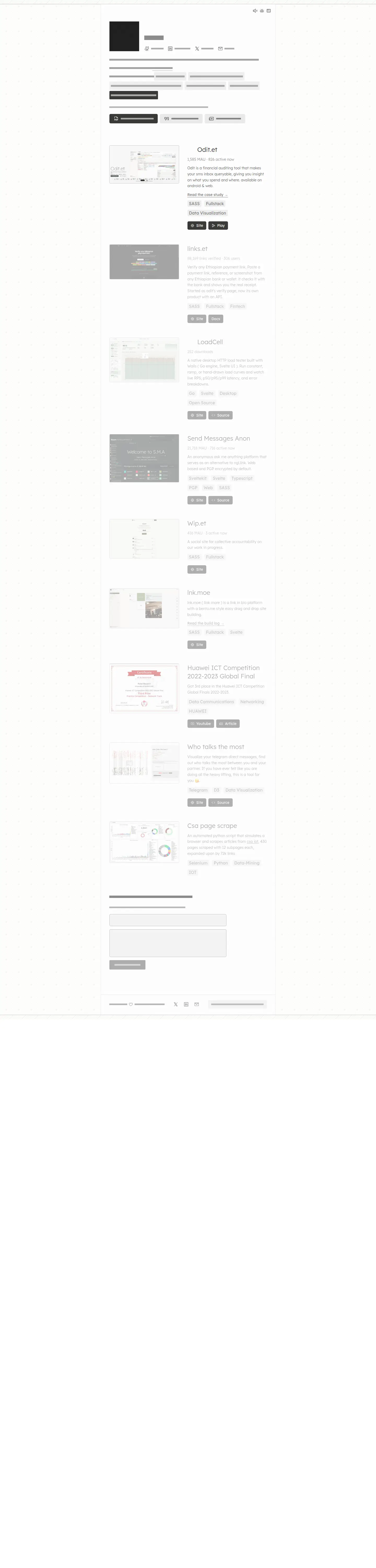 Desktop layout of Robi's taste, content removed