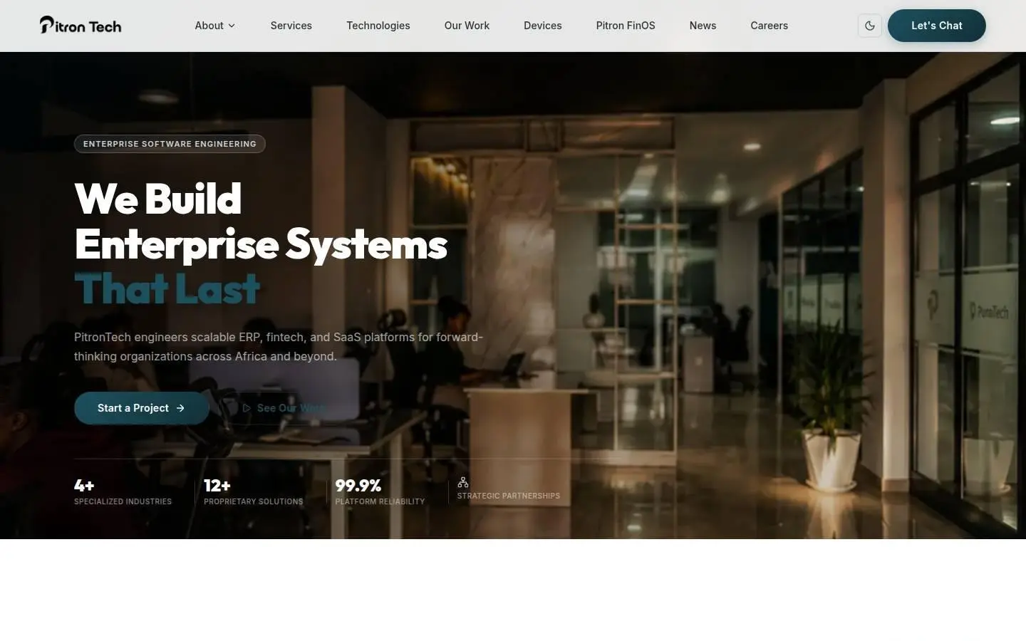 pitrontech.et: hero, as the page shows it
