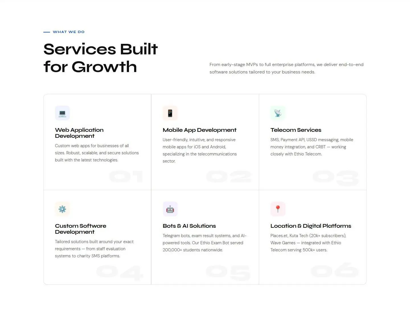 services, as the page shows it