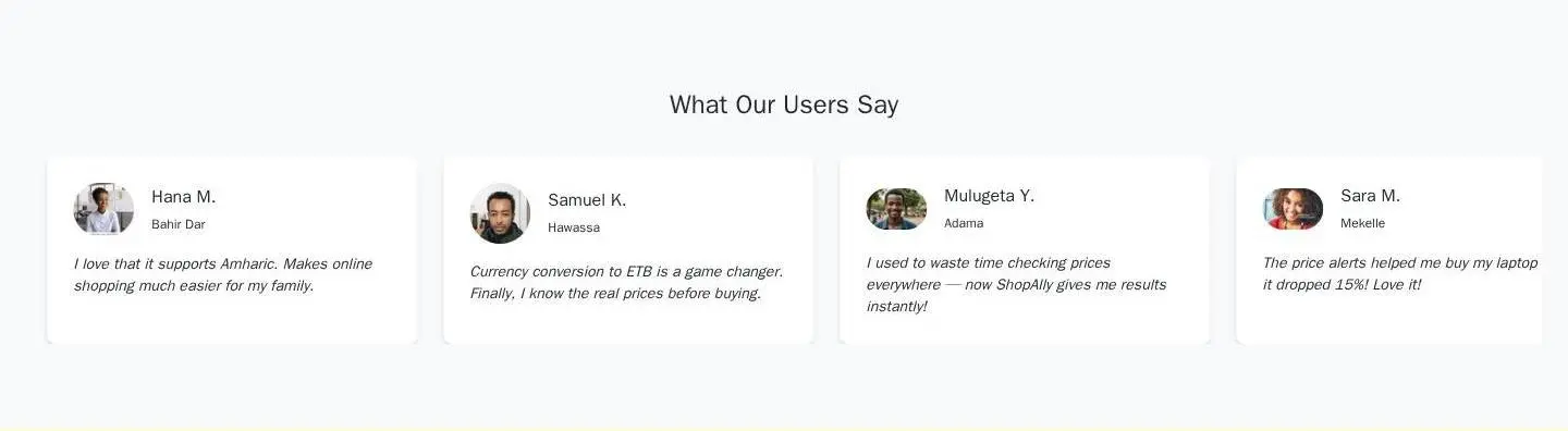 testimonials, as the page shows it