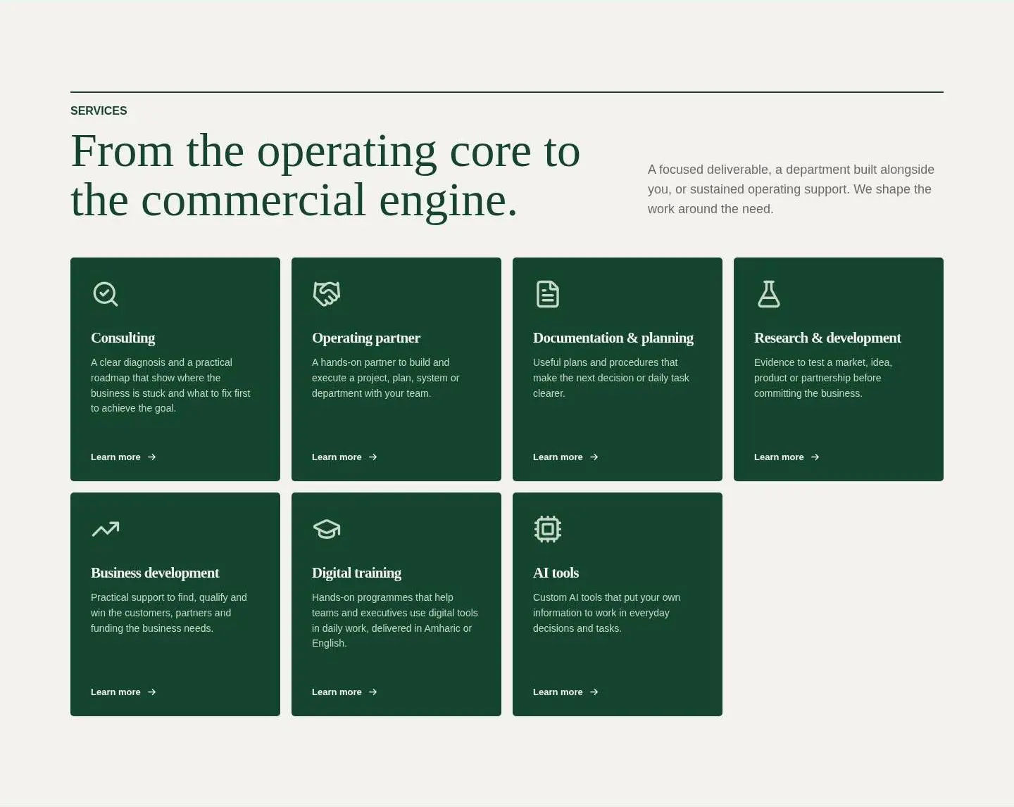 services, as the page shows it