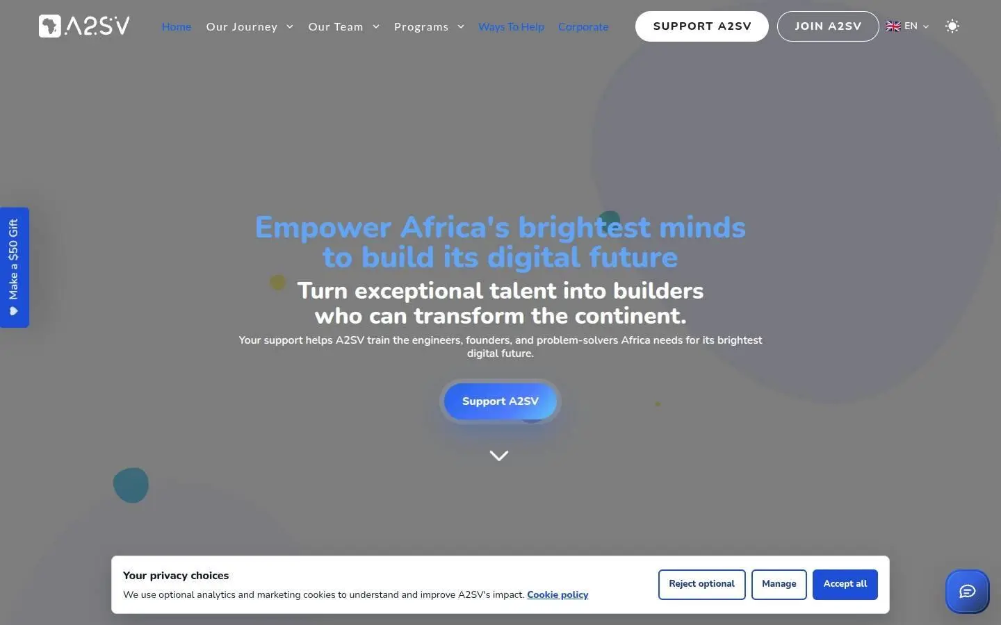 a2sv.org: header, as the page shows it