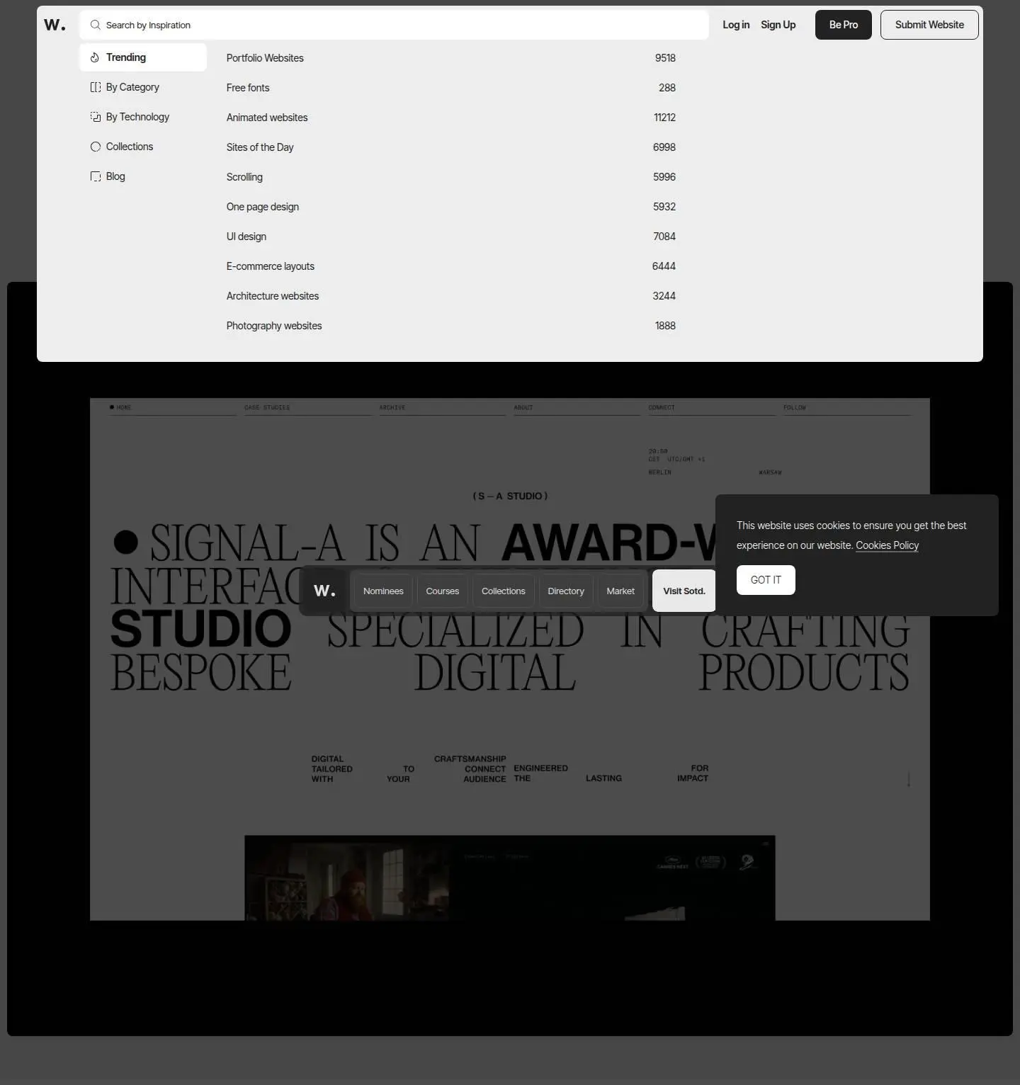 awwwards.com: sotd, as the page shows it