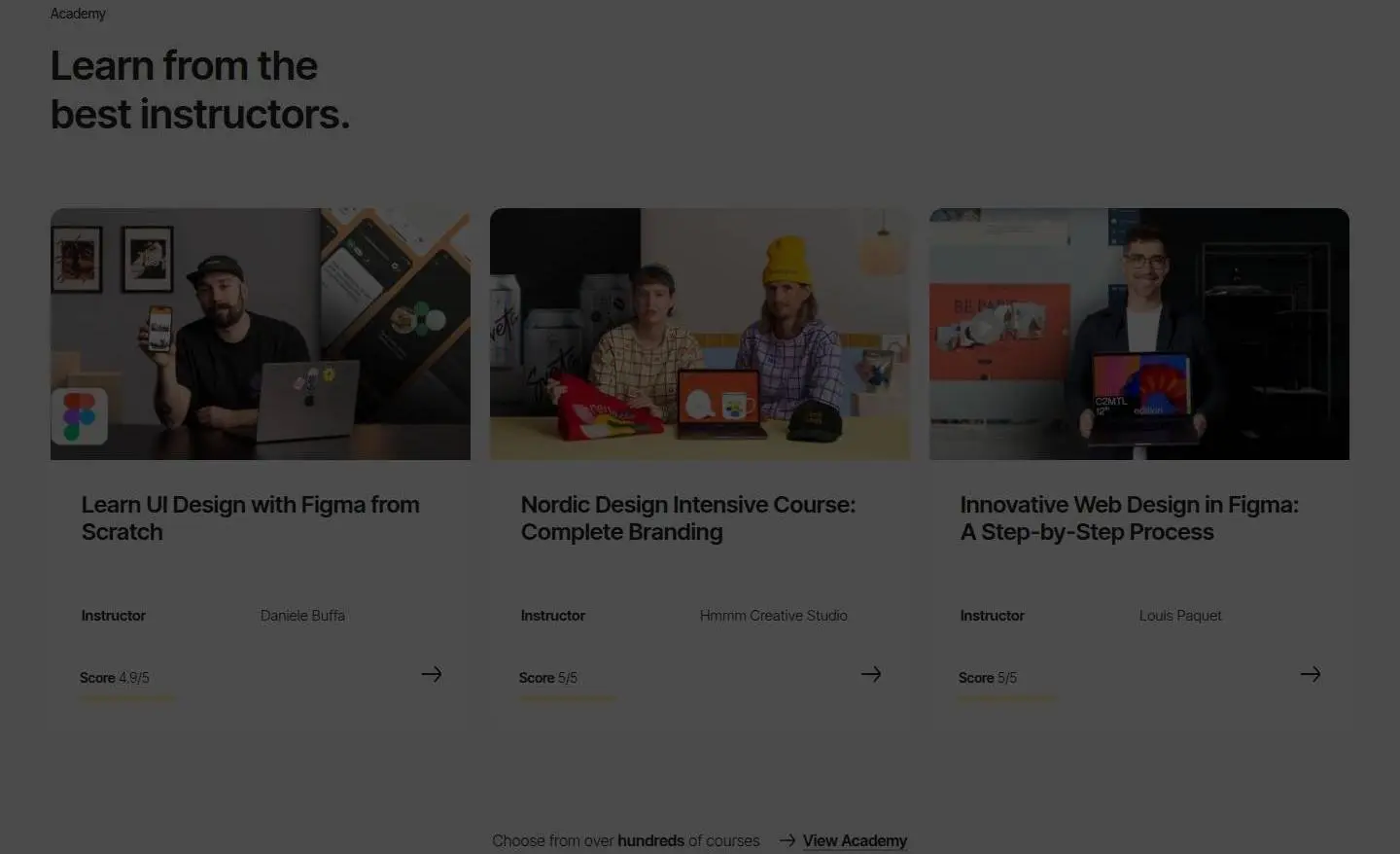 courses, as the page shows it