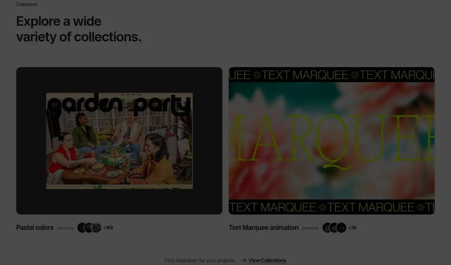 collections, as the page shows it