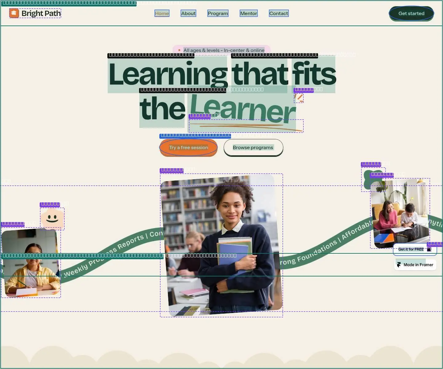 brightpath-wbs.framer.website: hero, its anatomy