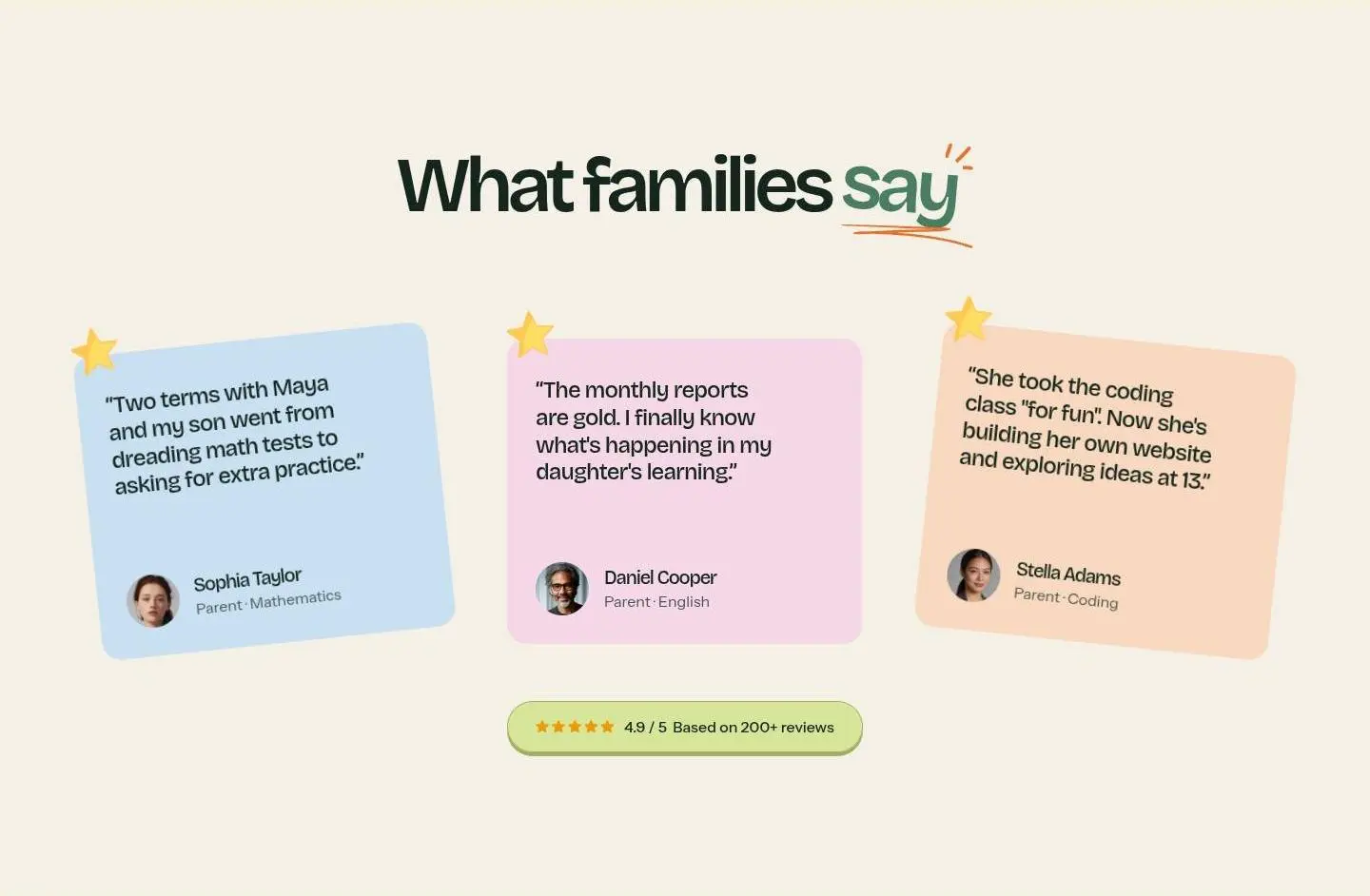 testimonial, as the page shows it