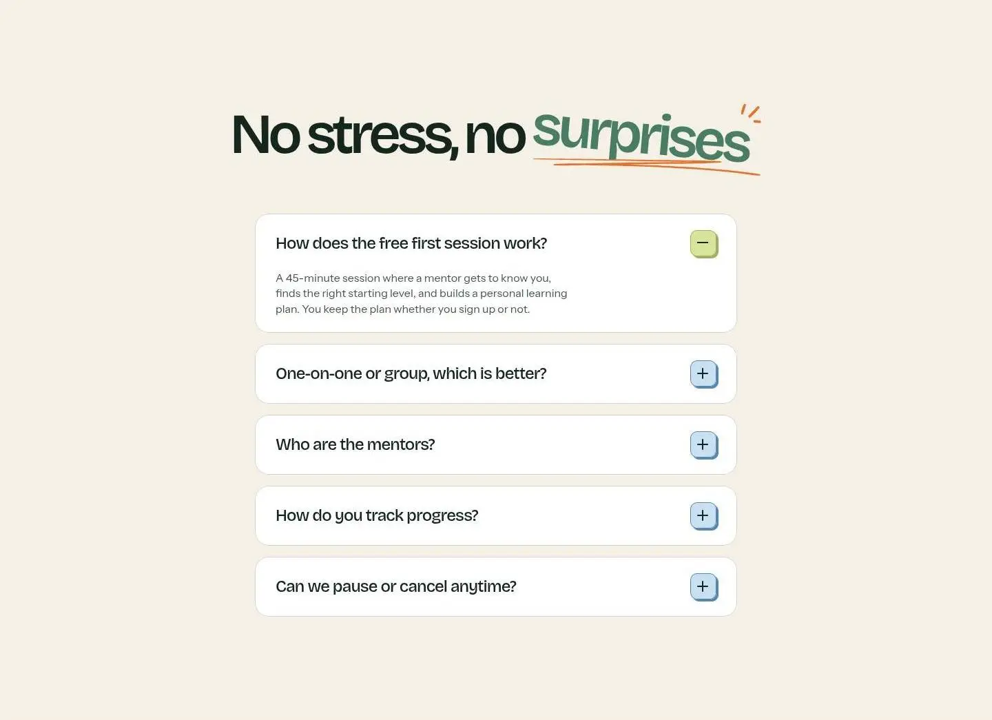 faq, as the page shows it
