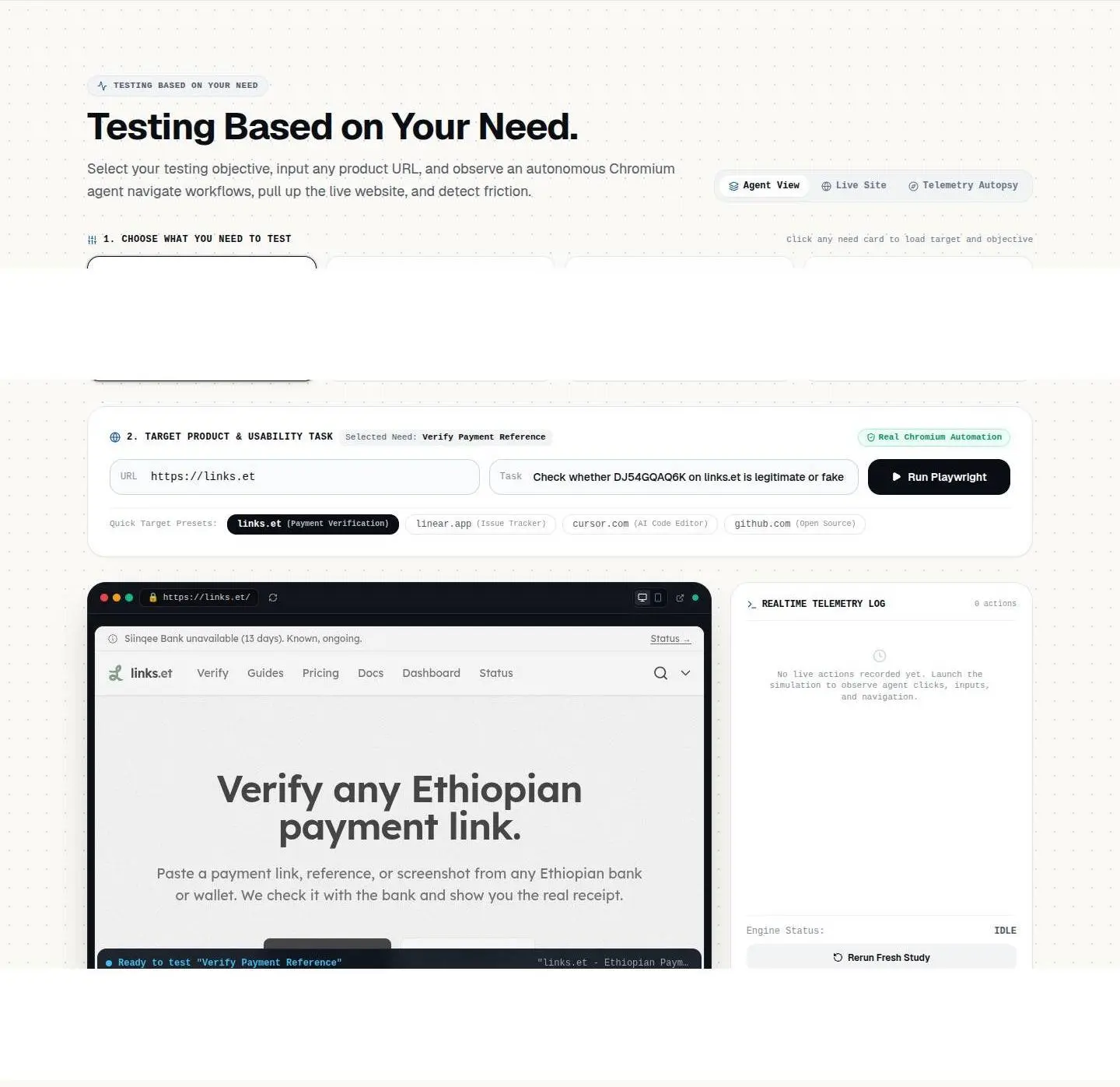 section testing, as the page shows it