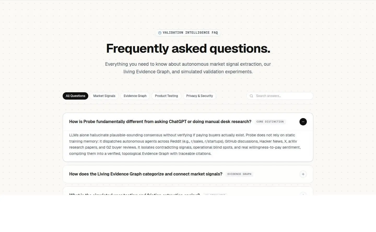 faq, as the page shows it