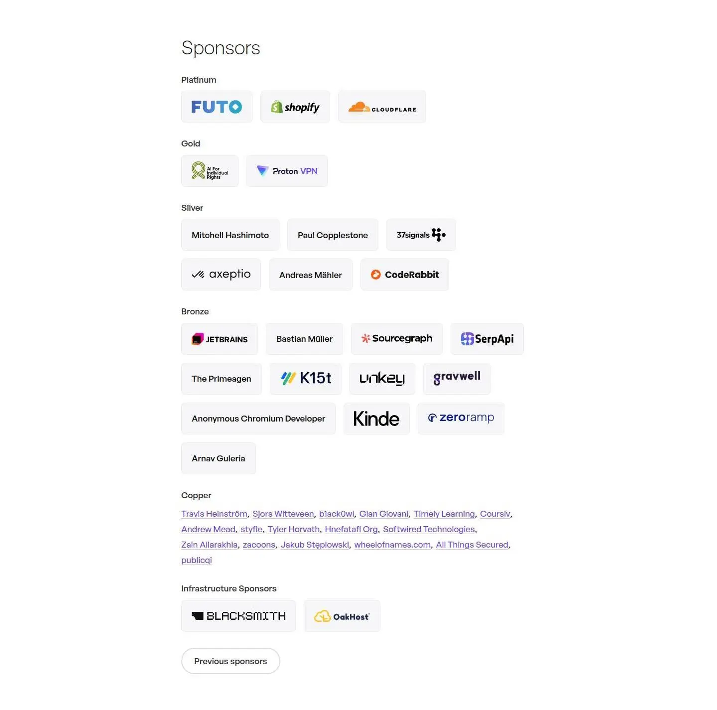 sponsors, as the page shows it