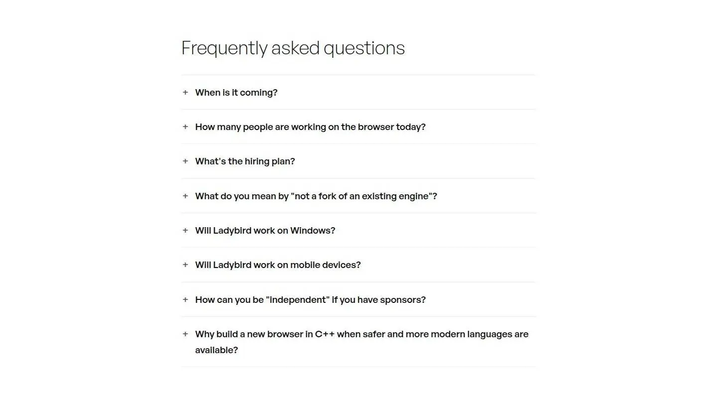 faq, as the page shows it