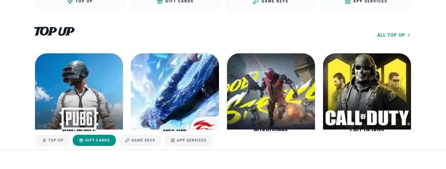 top up, as the page shows it
