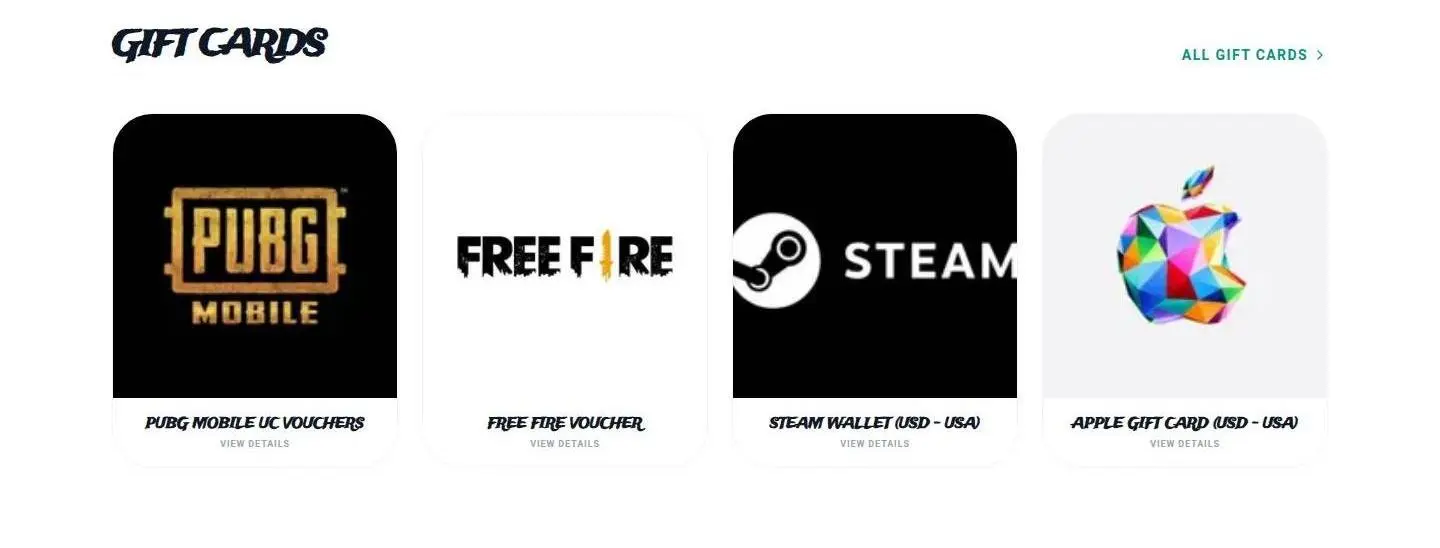 gift cards, as the page shows it