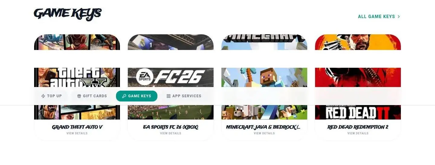 game keys, as the page shows it