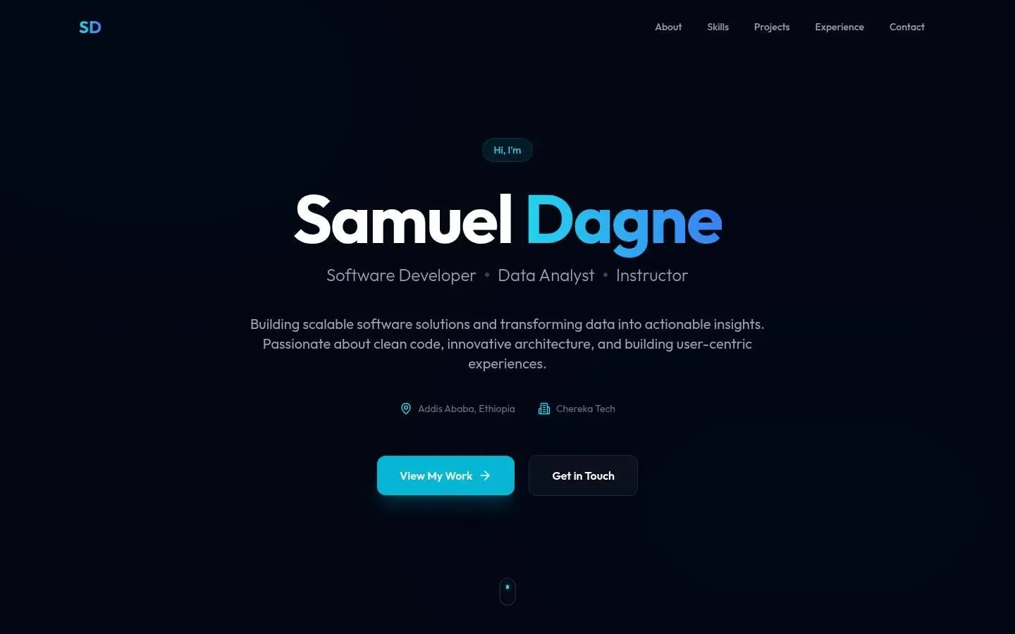 samueldagne.me: div, as the page shows it