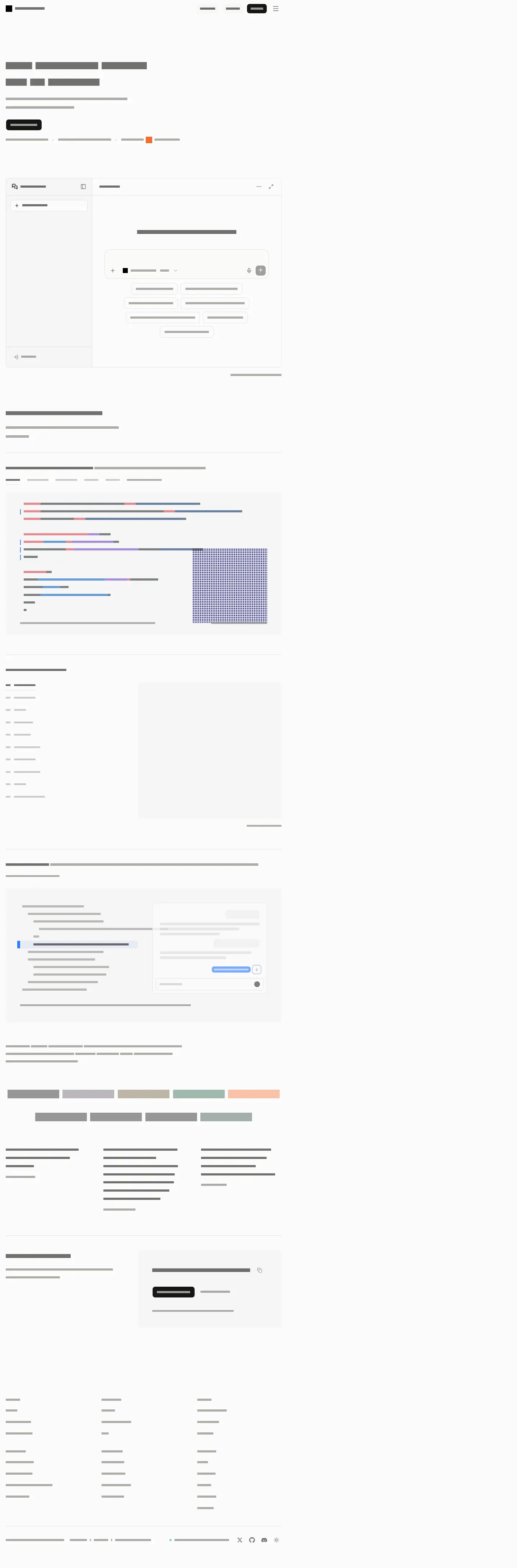 Desktop layout of assistant-ui.com, content removed