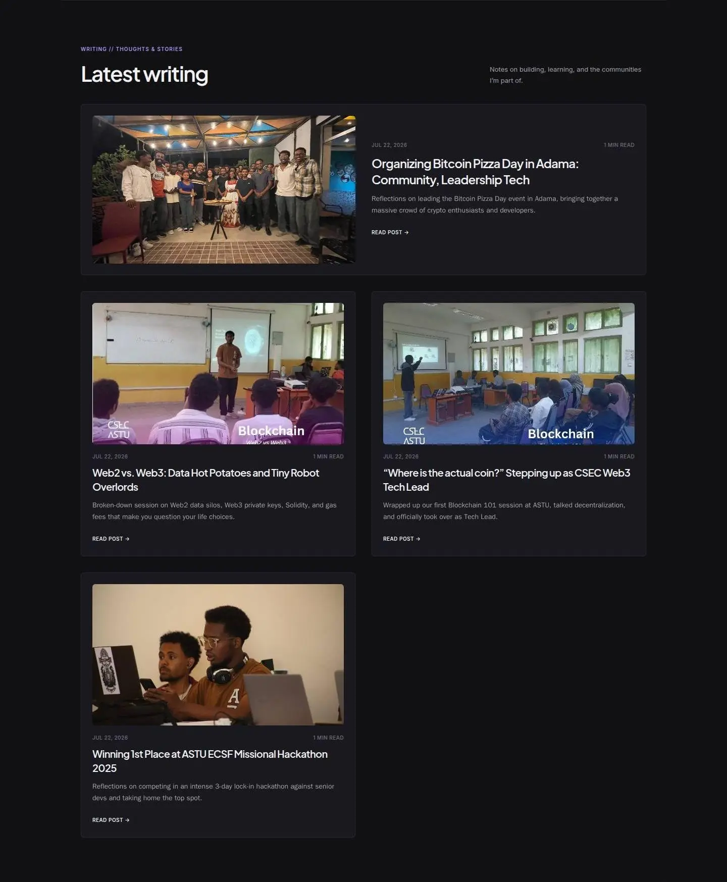 blog, as the page shows it