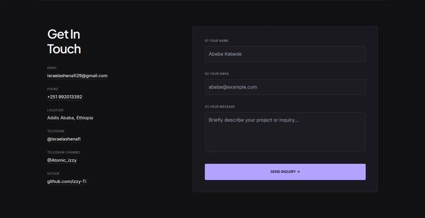 contact, as the page shows it
