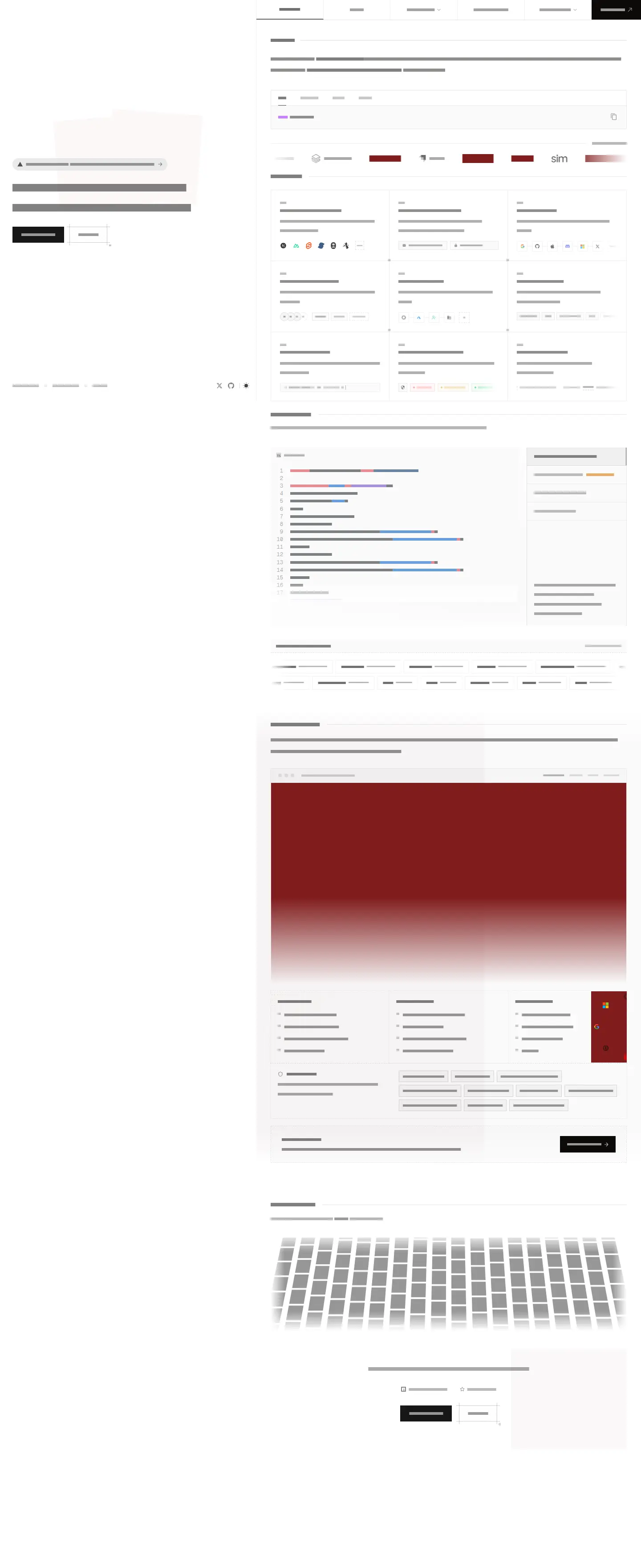 Desktop layout of better-auth.com, content removed