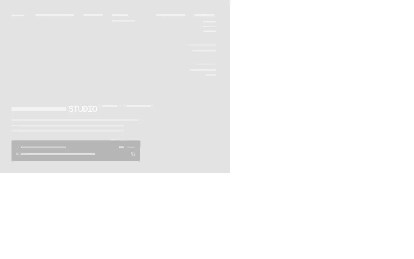 Desktop layout of better-auth.studio, content removed